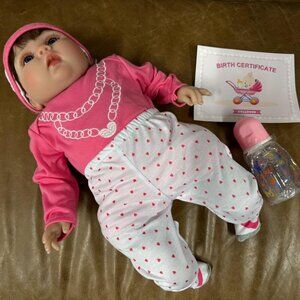 🆕22inch Full Cloth Body With Vinyl Limbs Baby Doll Lila Heart Reborn Baby Girl